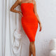 Good Vibes Square Neckline Knee Length Dress Orange