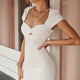 Evolution String Feature Structured Bust Bodycon Mini Dress White