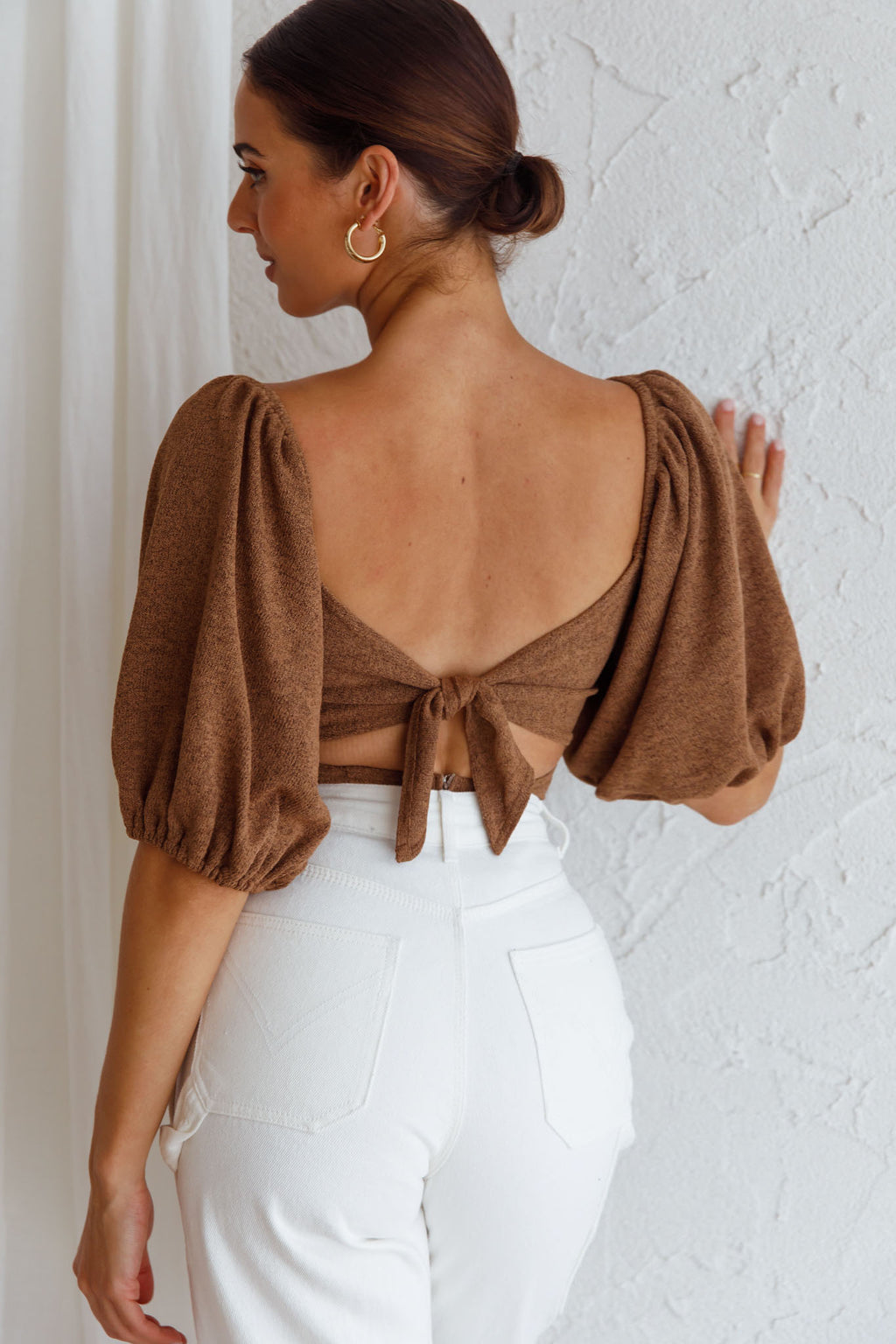 Maddi Tied Back Bodysuit Mocha by Selfie Leslie