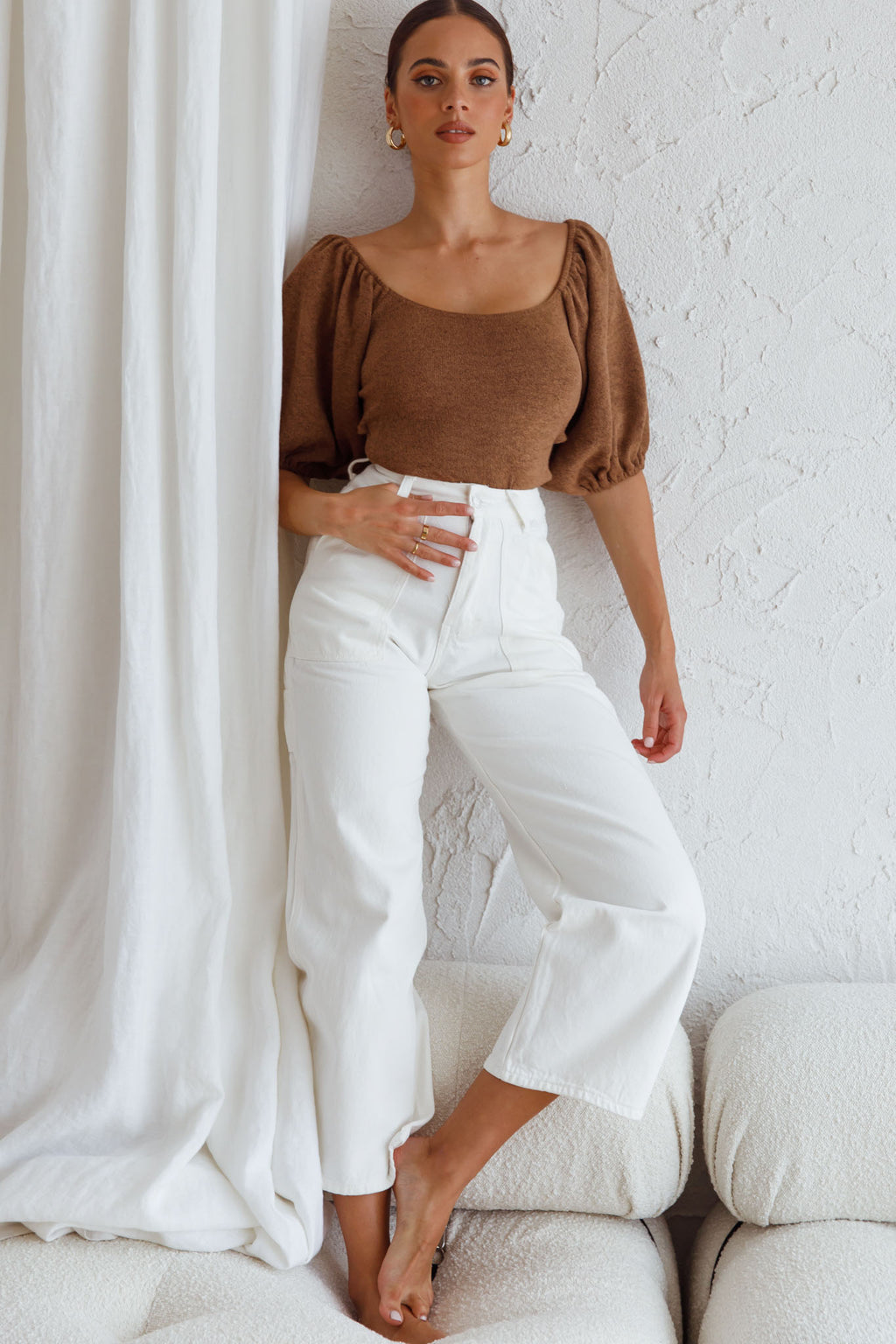 Maddi Tied Back Bodysuit Mocha by Selfie Leslie