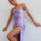 Well Versed Pleated Bust Front Split Dress Lavender