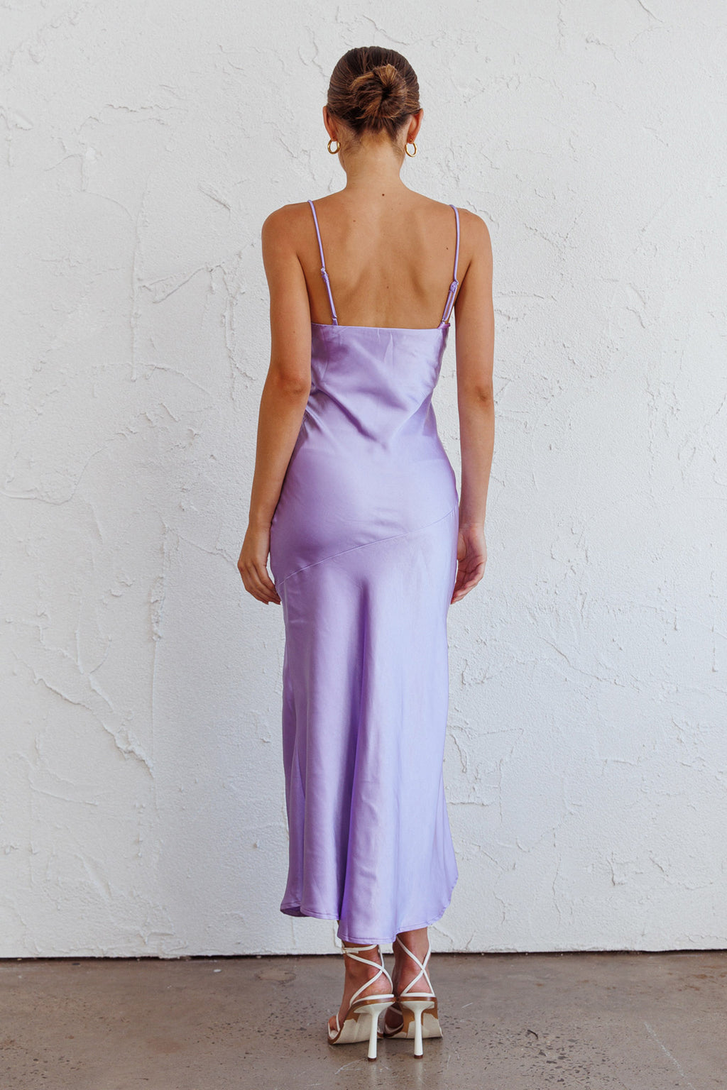 Well Versed Pleated Bust Front Split Dress Lavender by Selfie Leslie