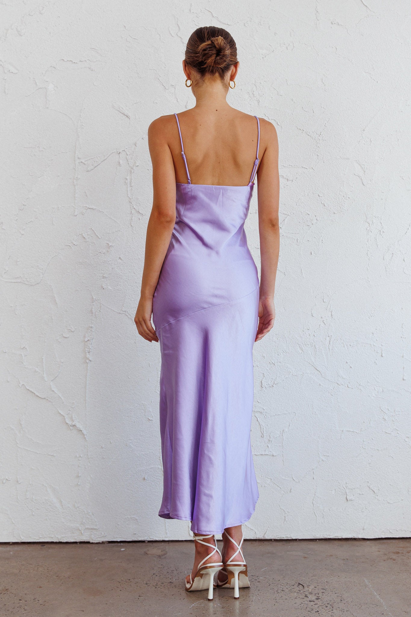 Well Versed Pleated Bust Front Split Dress Lavender by Selfie Leslie