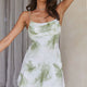 Well Versed Pleated Mini Dress Marbled Swirl Print Green