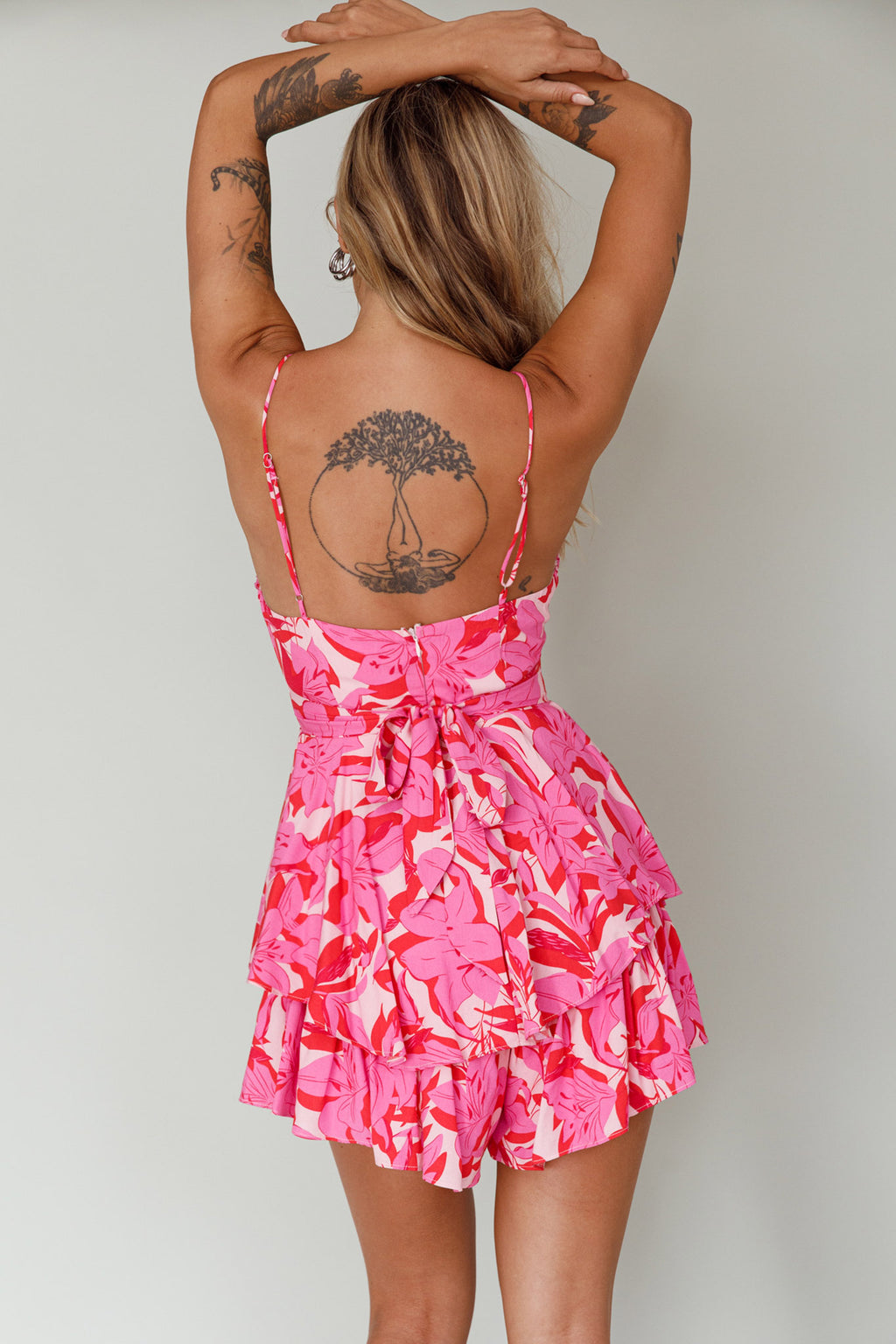 Well Versed Cowl Neckline Flounce Romper Lily Pink by Selfie Leslie