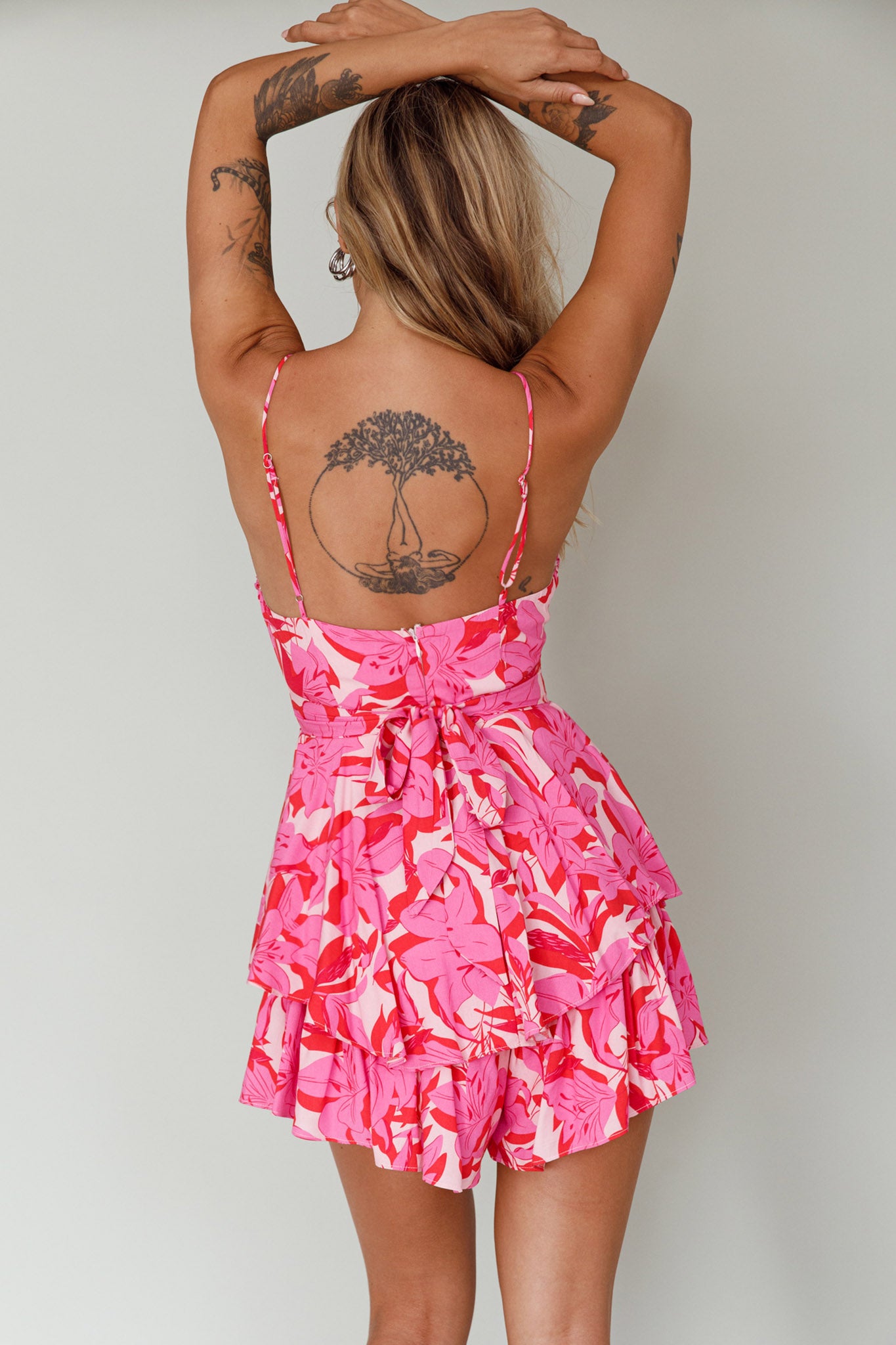 Well Versed Cowl Neckline Flounce Romper Lily Pink by Selfie Leslie