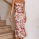 Well Versed Pleated Bust Front Split Dress Floral Abstract Print Rose