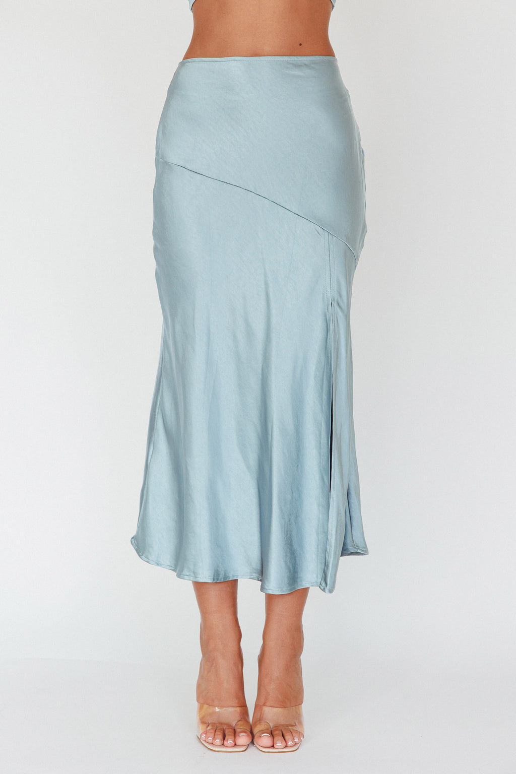 Well Versed Split Midi Skirt Sage by Selfie Leslie