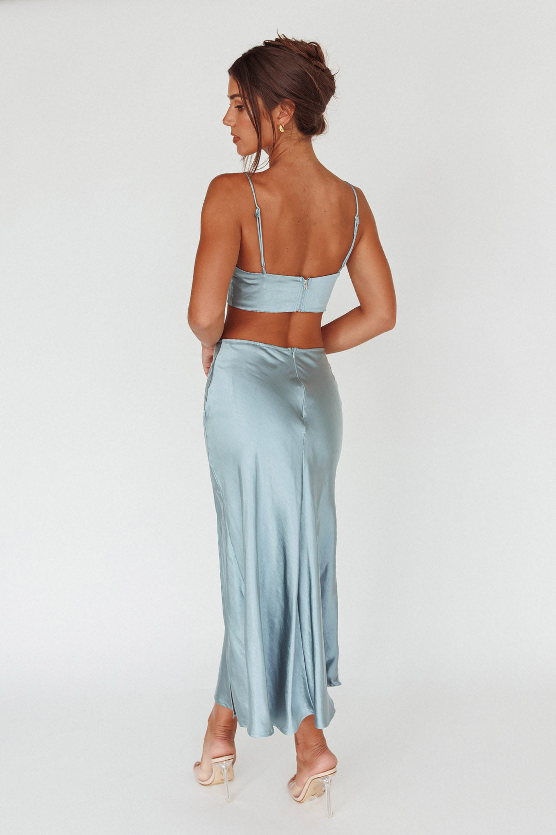 Well Versed Split Midi Skirt Sage by Selfie Leslie