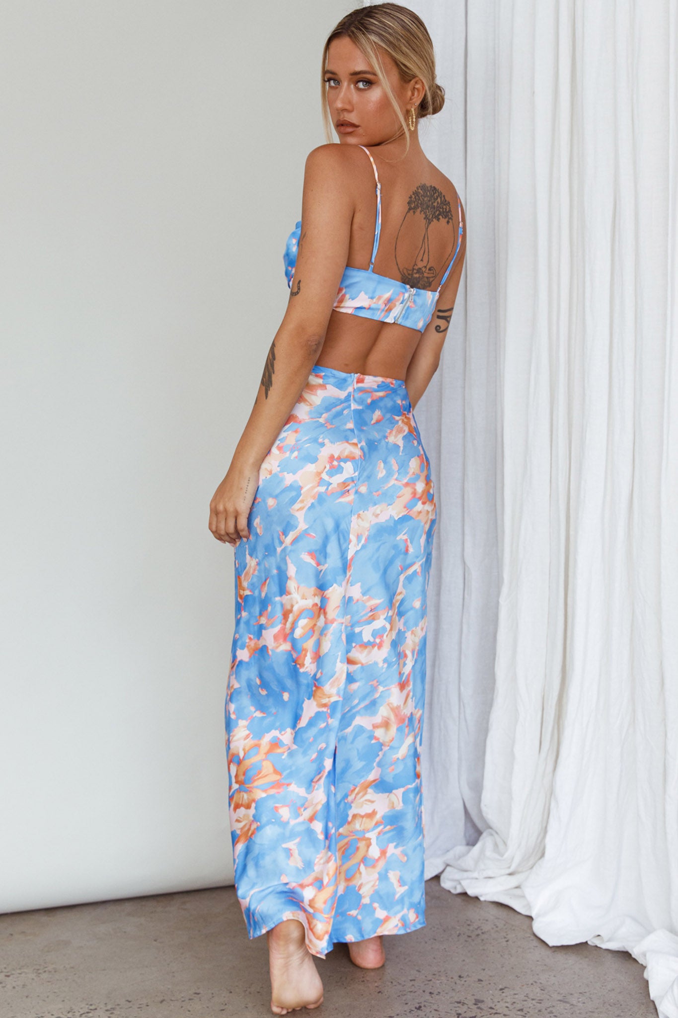 Well Versed Maxi Skirt Abstract Blue by Selfie Leslie