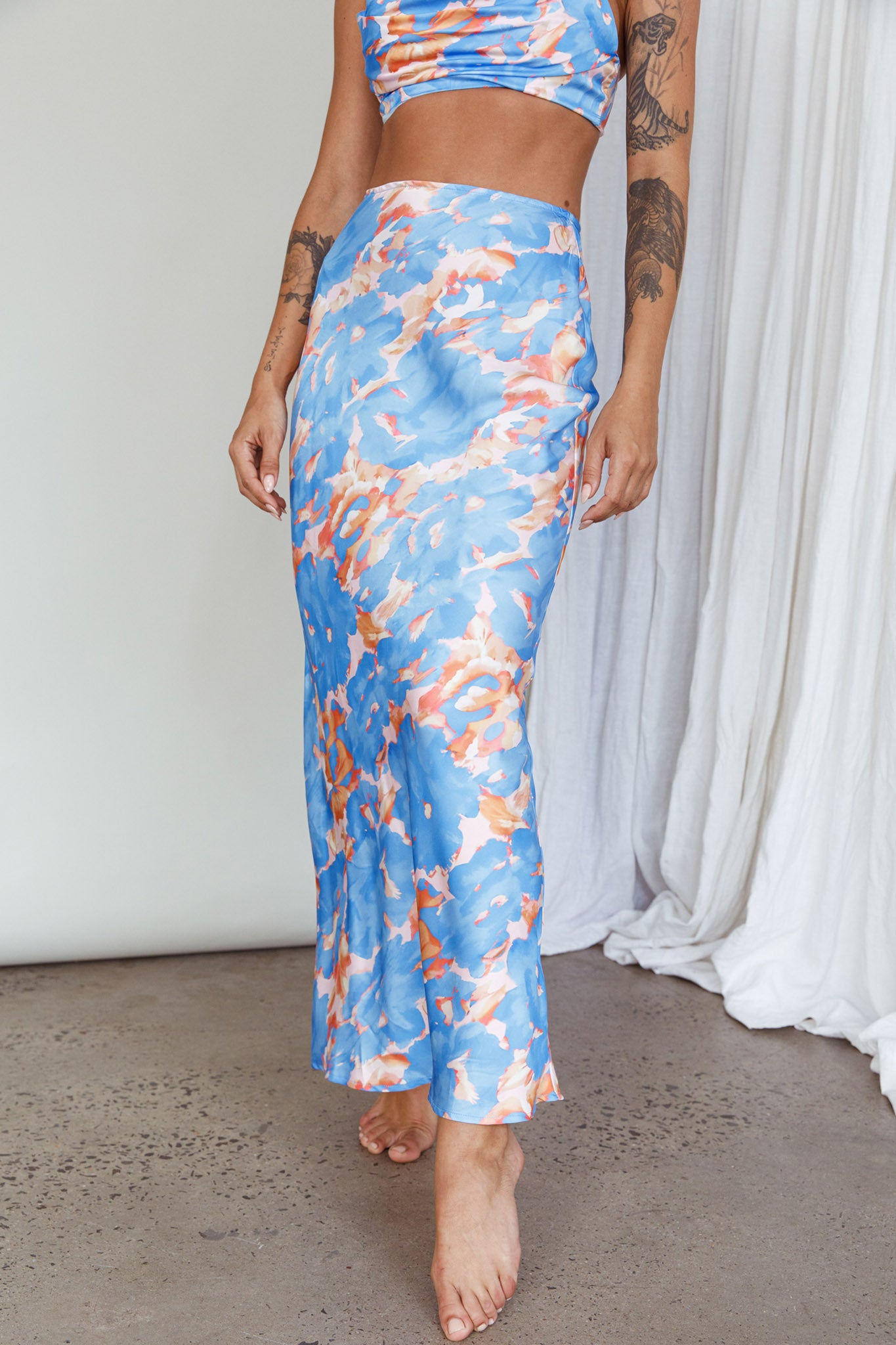 Well Versed Maxi Skirt Abstract Blue by Selfie Leslie