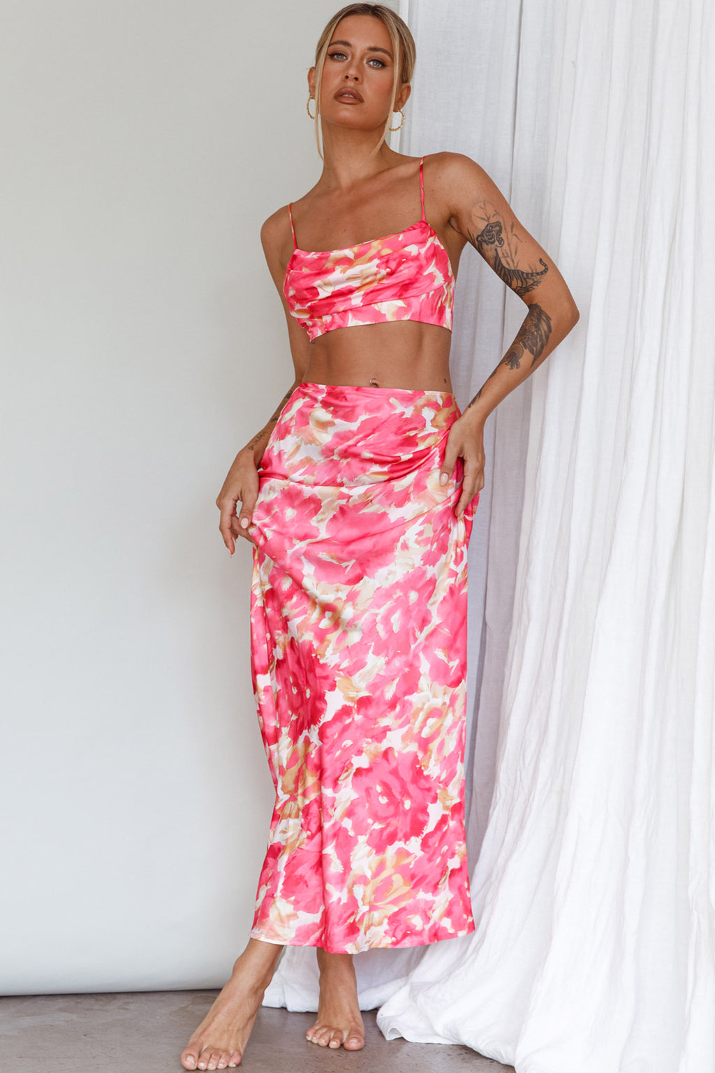 Well Versed Maxi Skirt Abstract Pink by Selfie Leslie