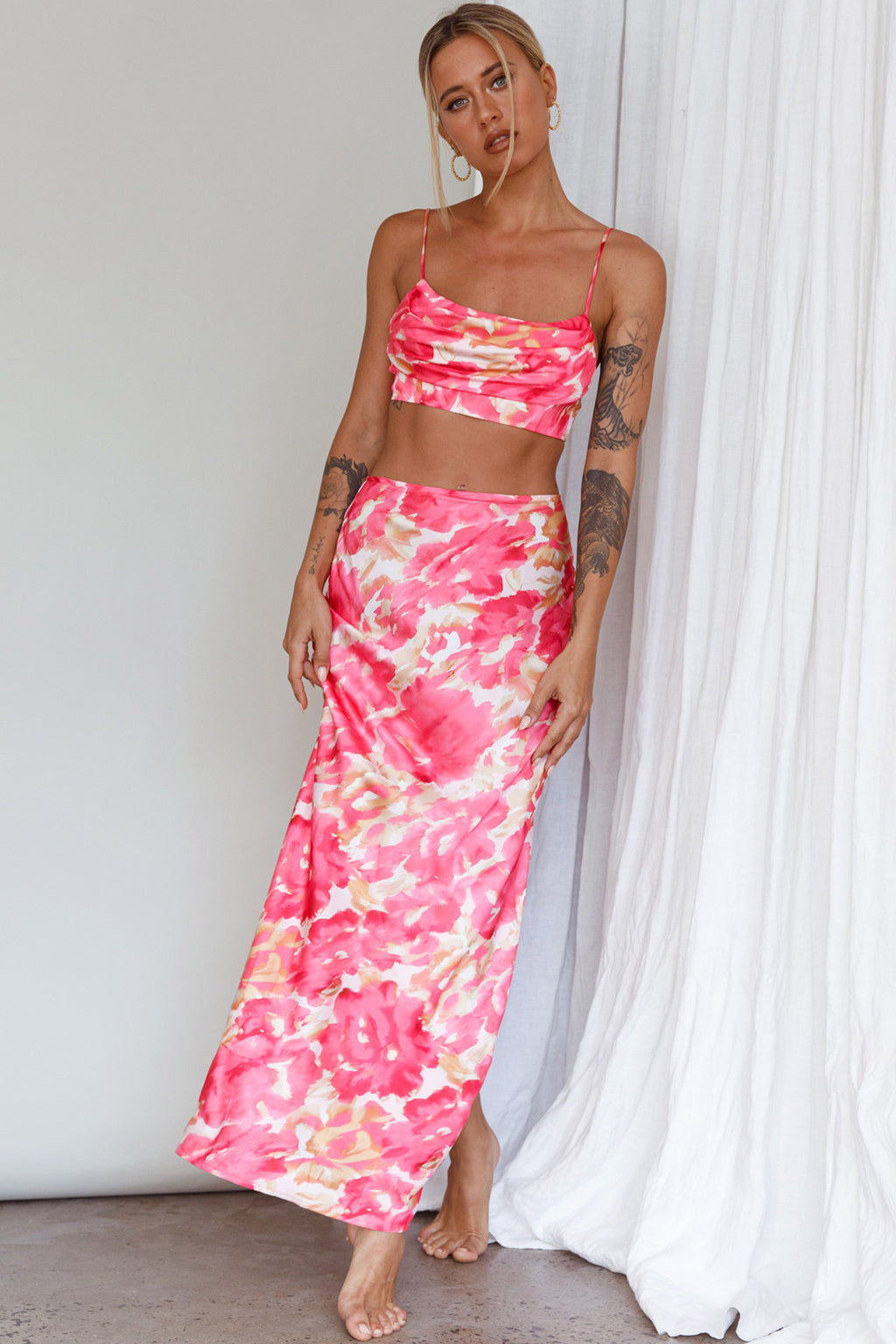 Well Versed Maxi Skirt Abstract Pink by Selfie Leslie