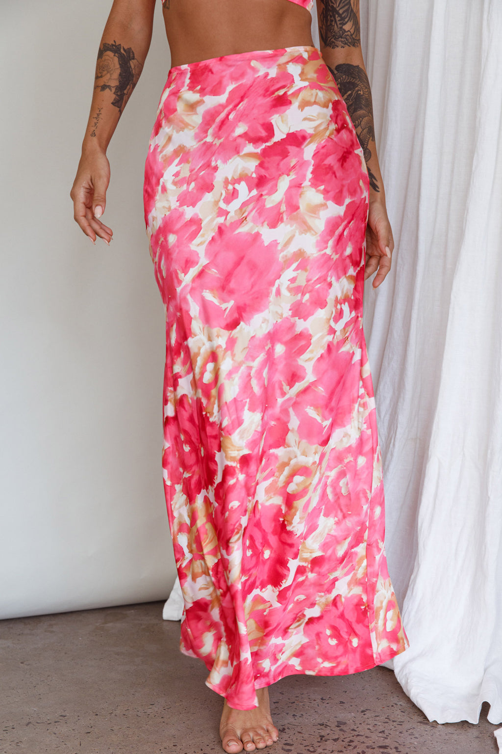 Well Versed Maxi Skirt Abstract Pink by Selfie Leslie
