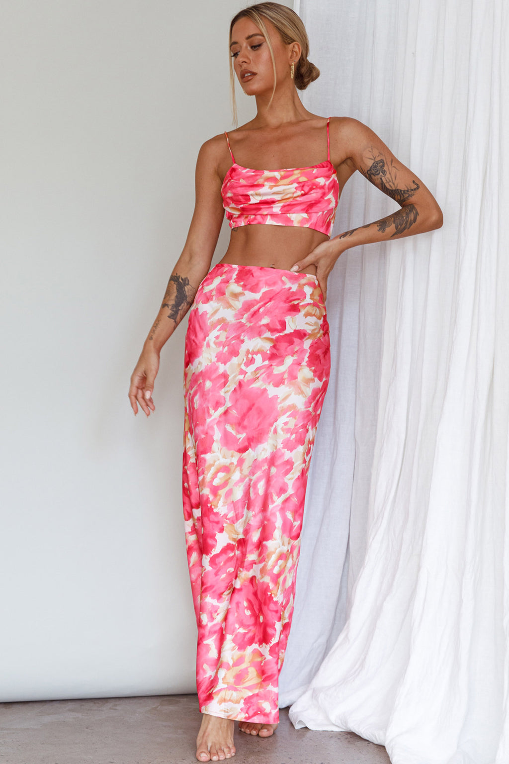 Well Versed Maxi Skirt Abstract Pink by Selfie Leslie