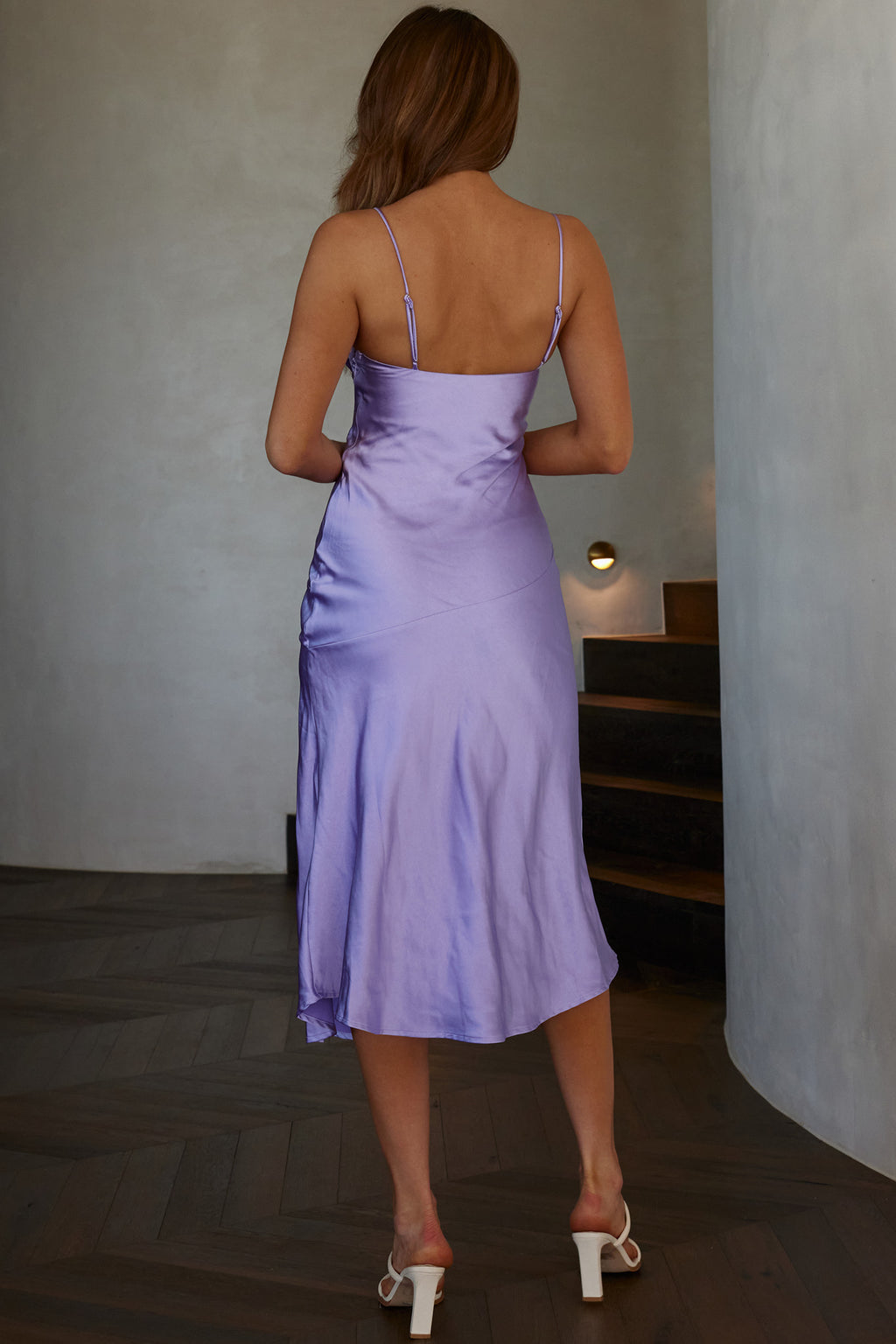 Well Versed Pleated Bust Front Split Dress Lilac by Selfie Leslie
