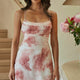 Well Versed Pleated Mini Dress Marbled Swirl Print Rose