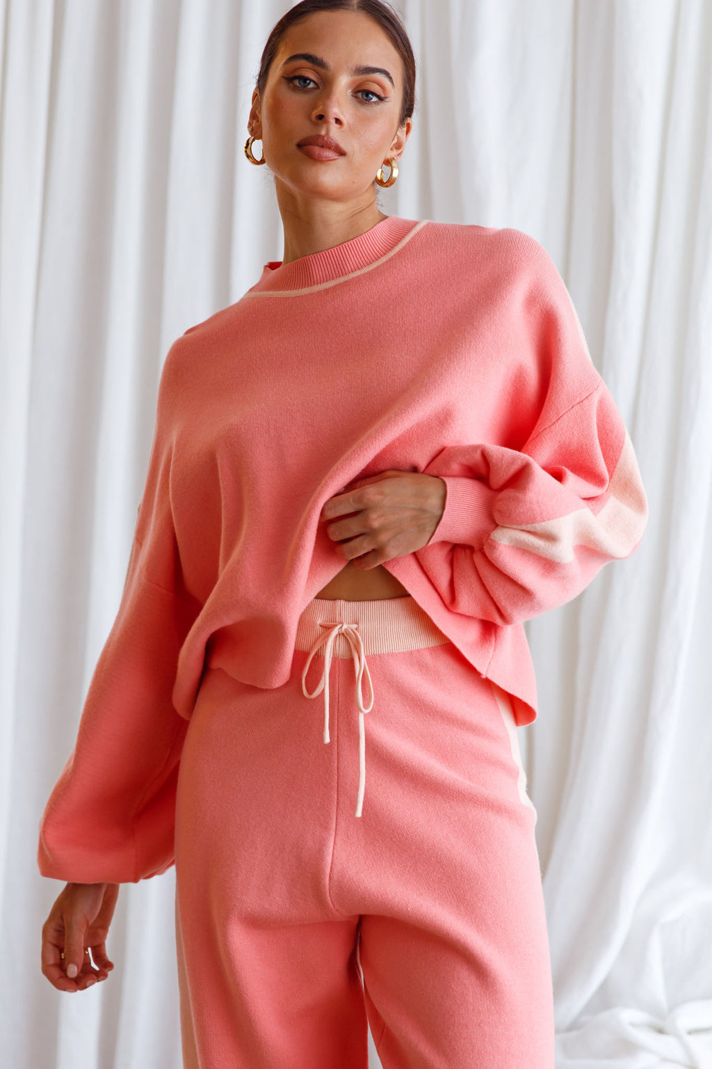 Take Me Back Brushed Knit Jogger Pants Peach by Selfie Leslie