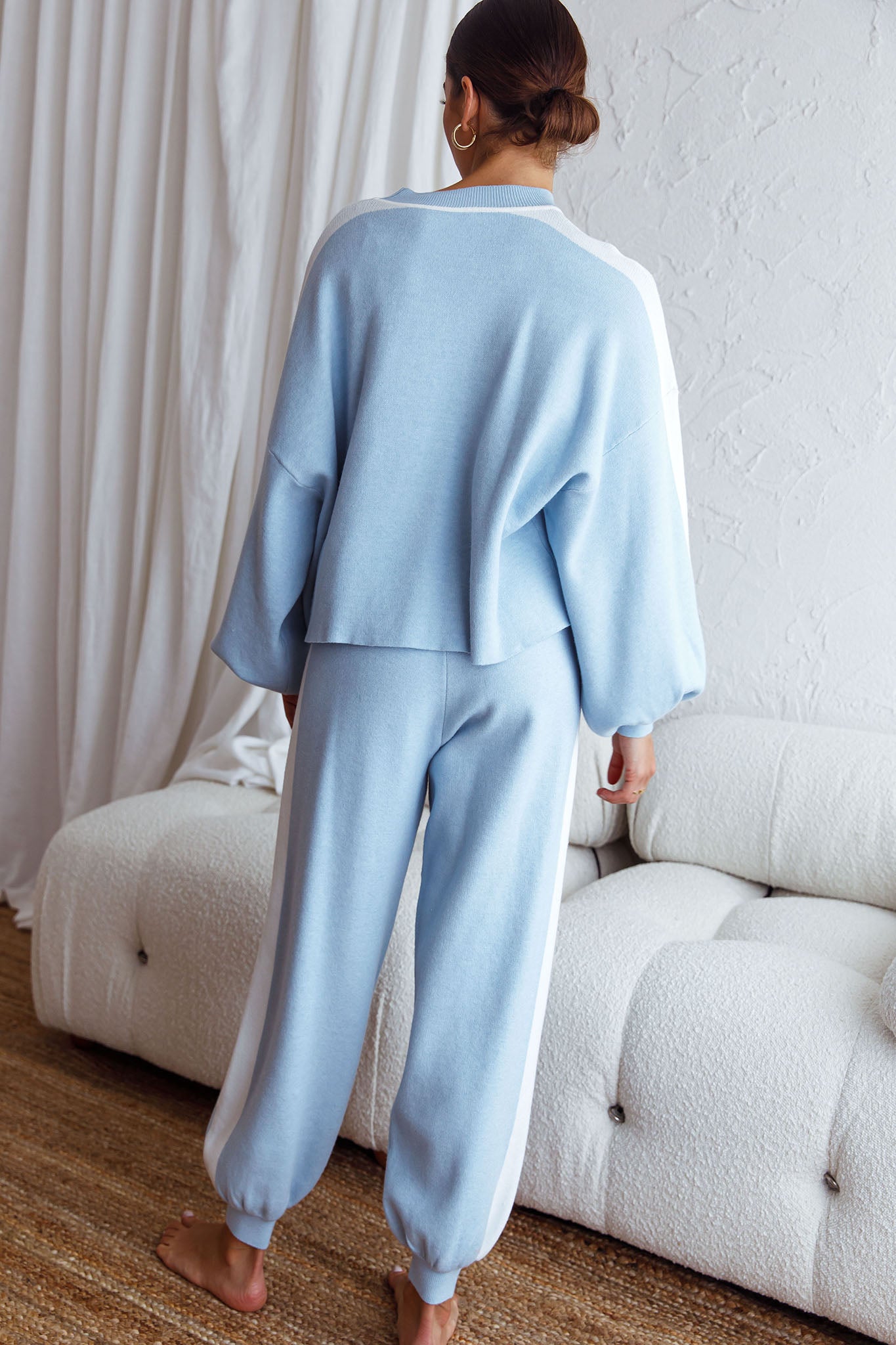 Take Me Back Brushed Knit Jogger Pants Blue by Selfie Leslie