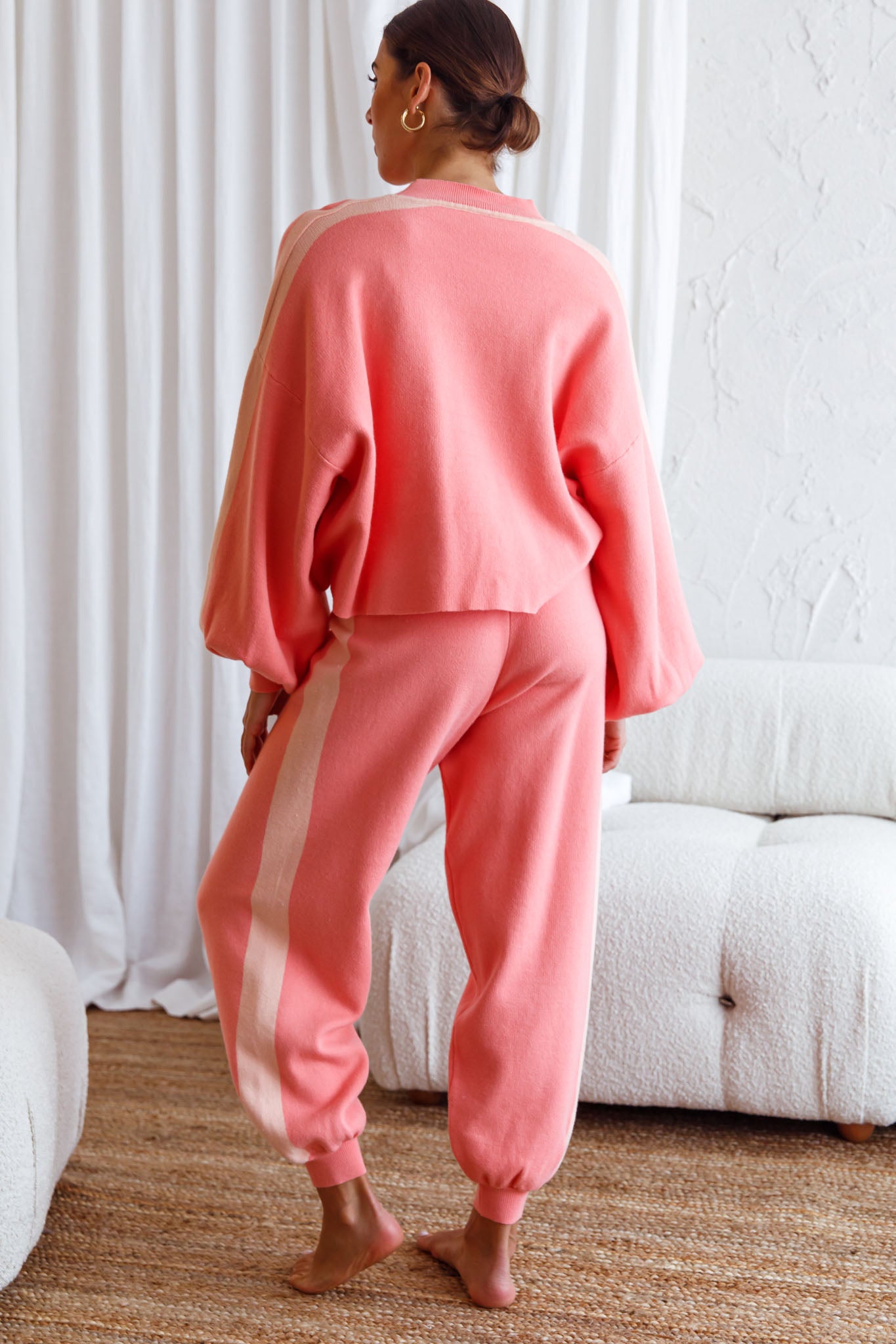 Take Me Back Balloon Sleeve Drop Shoulder Brushed Knit Sweater Peach by Selfie Leslie