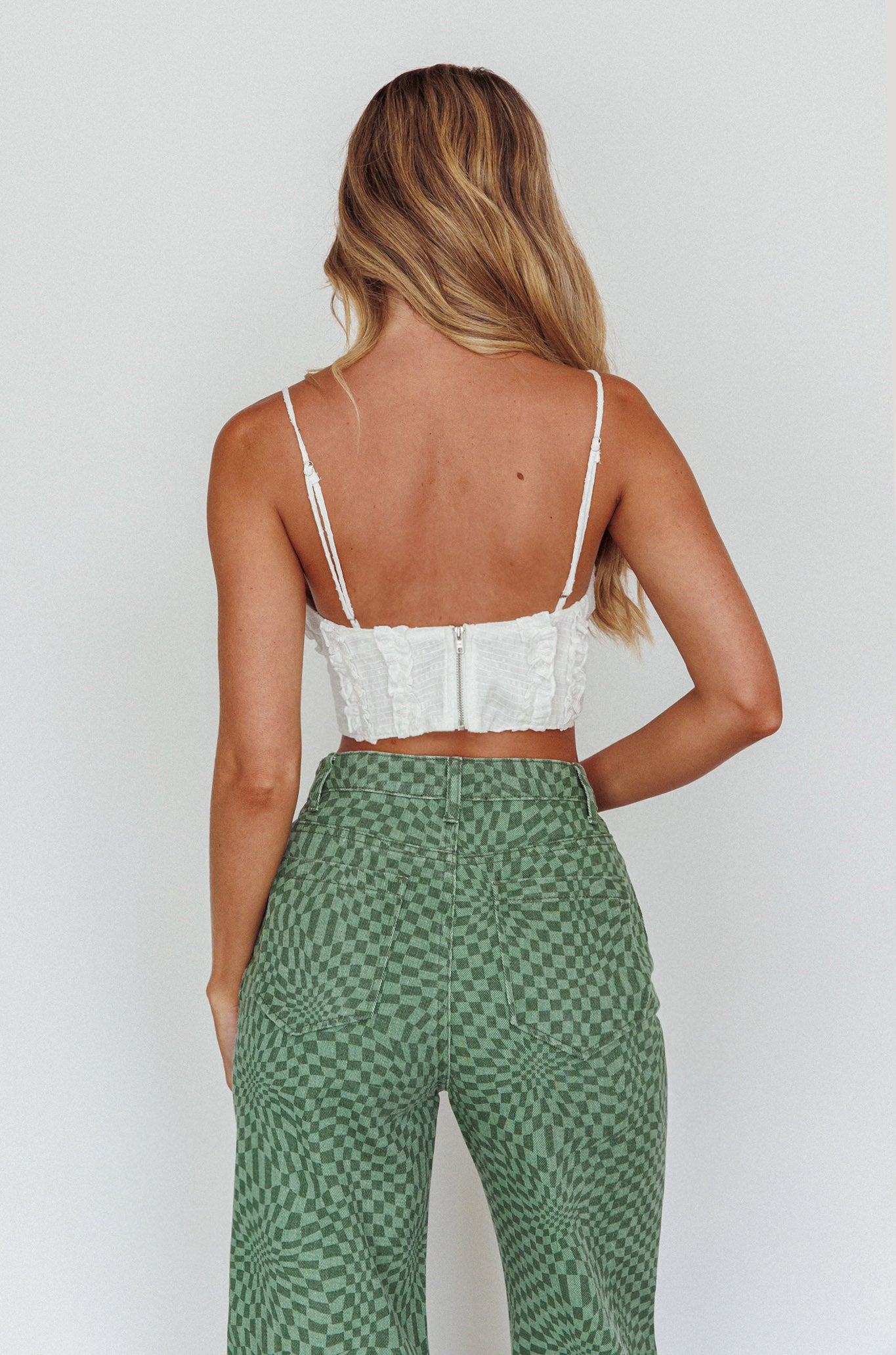 Penny Lane Frill Bust Crop Top White by Selfie Leslie