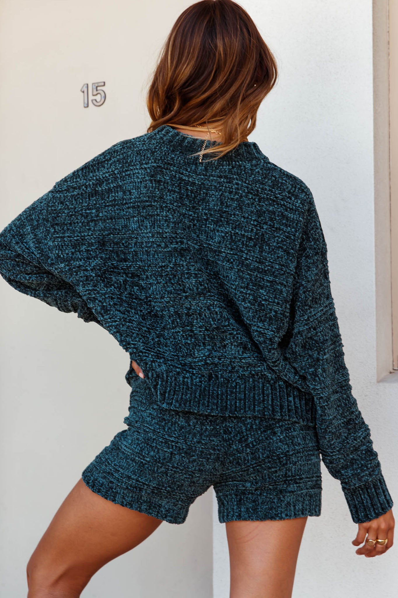 May Flowers Long Sleeve Chunky Knit Sweater Jade by Selfie Leslie