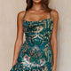 Marbella Sequin Embellished Scoop Neck Ruffle Hem Mini Dress Forest Green