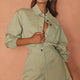 New Day Long Sleeve Button-Up Romper Sage