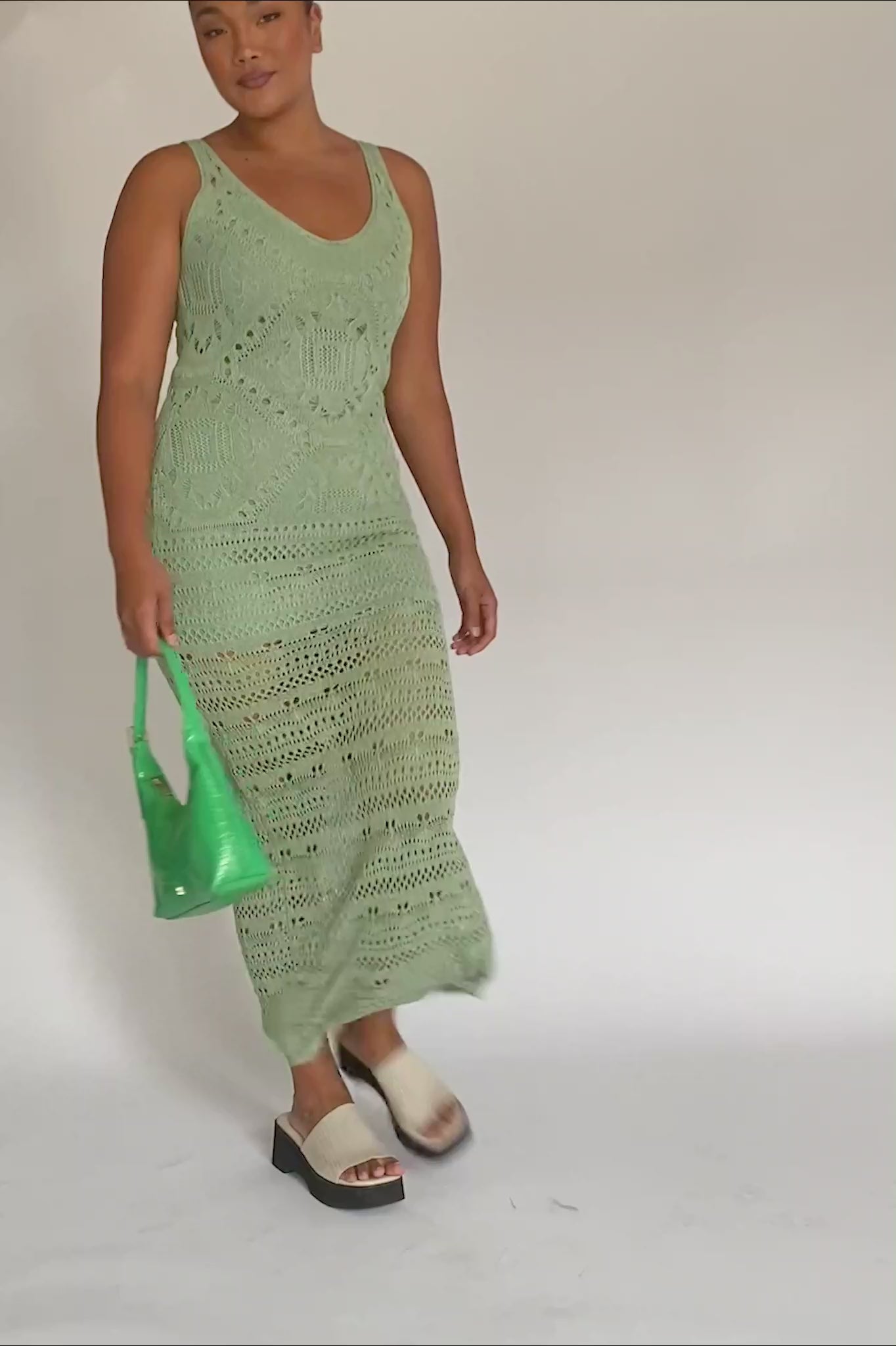 Endless Sun Crochet Maxi Dress Sage
