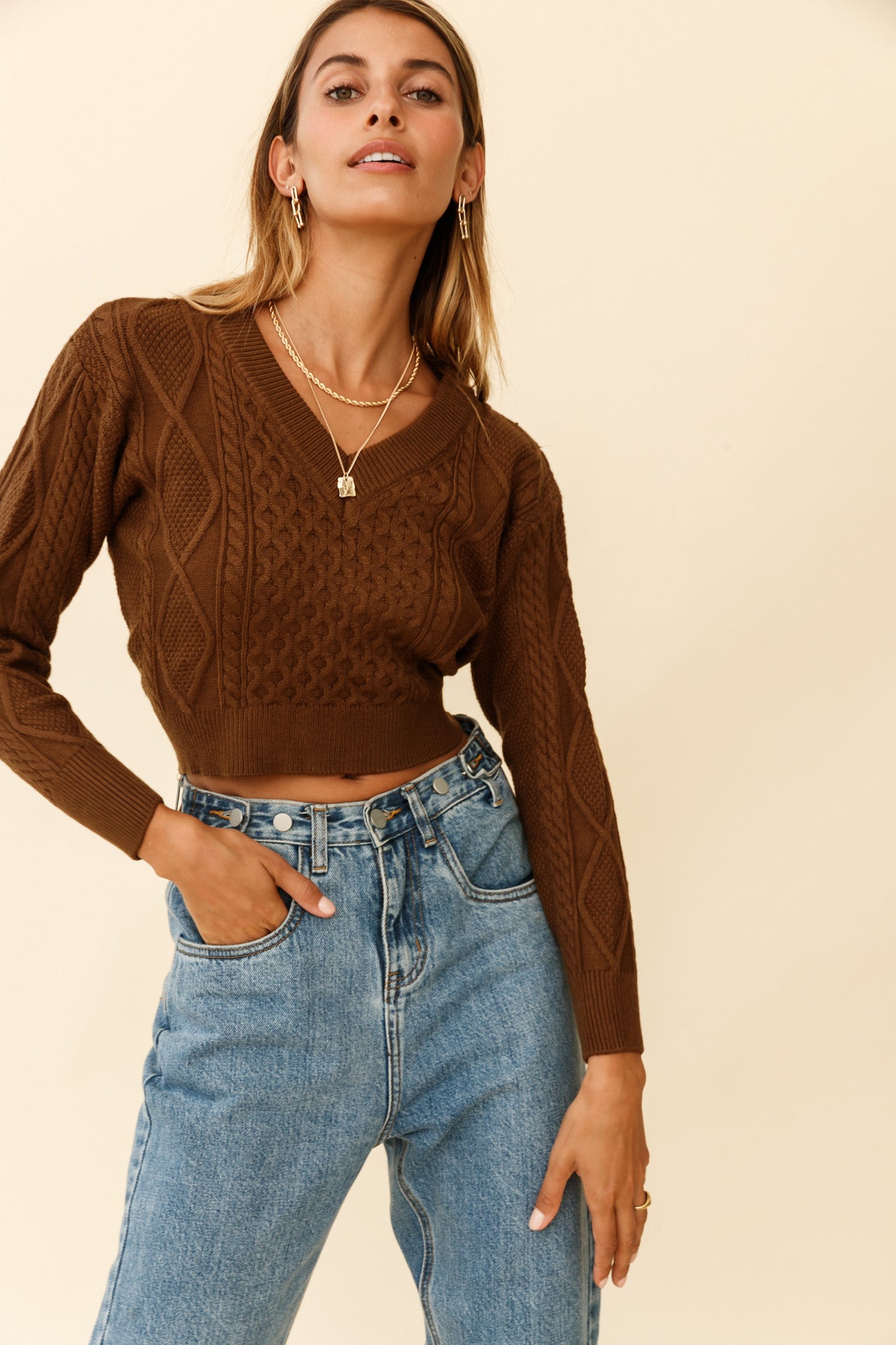 Dulce de Leche Long Sleeve Tie-Back Knit Sweater Olive by Selfie Leslie