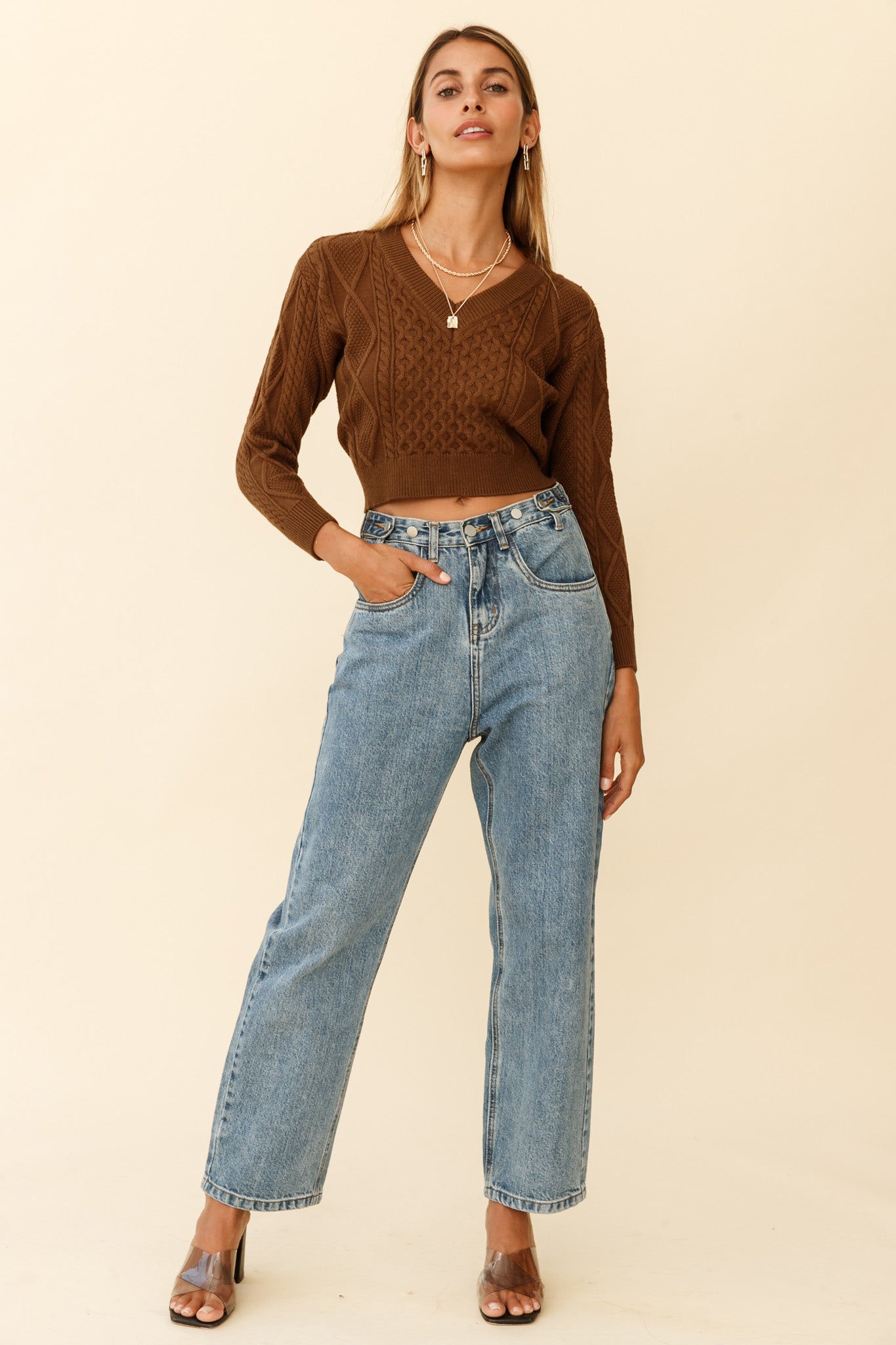 Dulce de Leche Long Sleeve Tie-Back Knit Sweater Olive by Selfie Leslie
