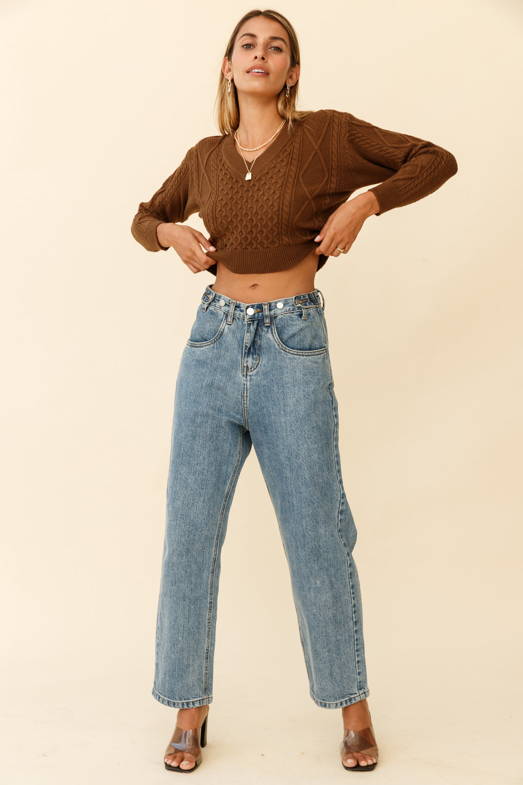 Dulce de Leche Long Sleeve Tie-Back Knit Sweater Olive by Selfie Leslie
