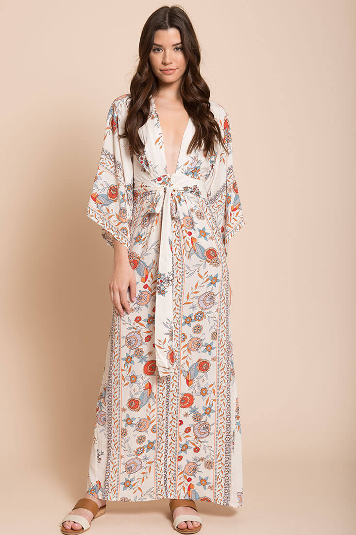 Kira Boho Floral Maxi Dress Orange by Selfie Leslie