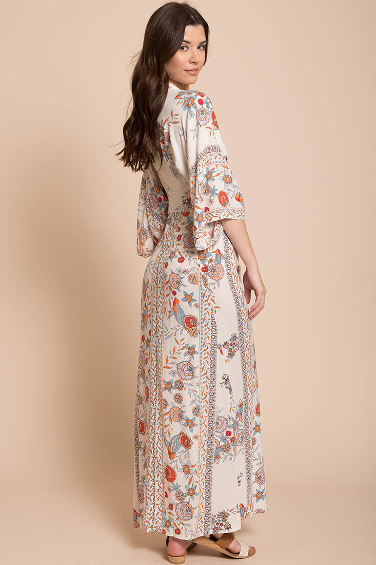 Kira Boho Floral Maxi Dress Orange by Selfie Leslie