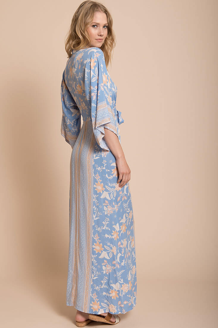 Kira Kimono Maxi Dress Blue by Selfie Leslie