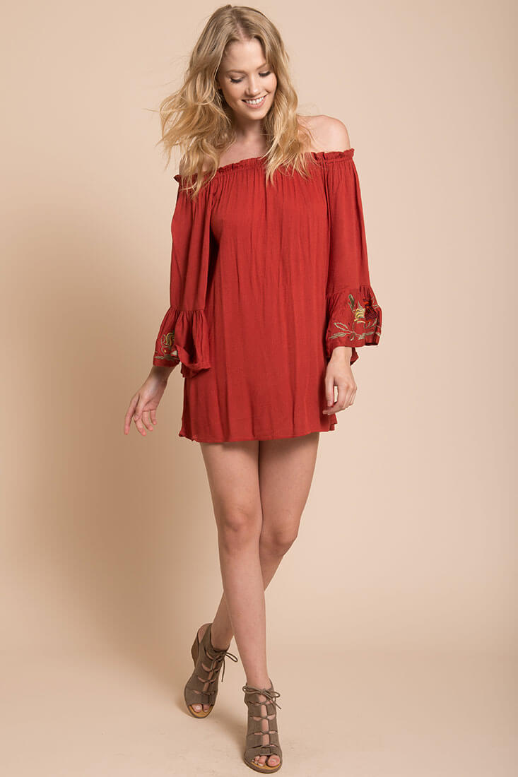 Aubree Loose Dress Rust by Selfie Leslie