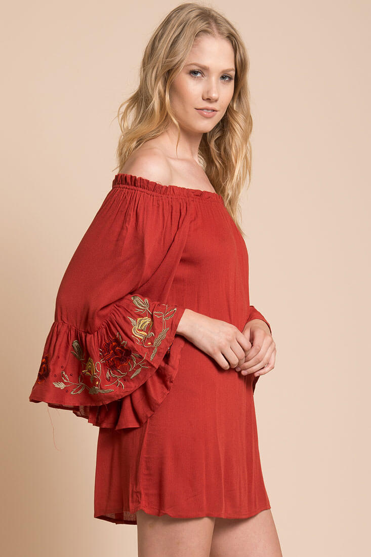 Aubree Loose Dress Rust by Selfie Leslie