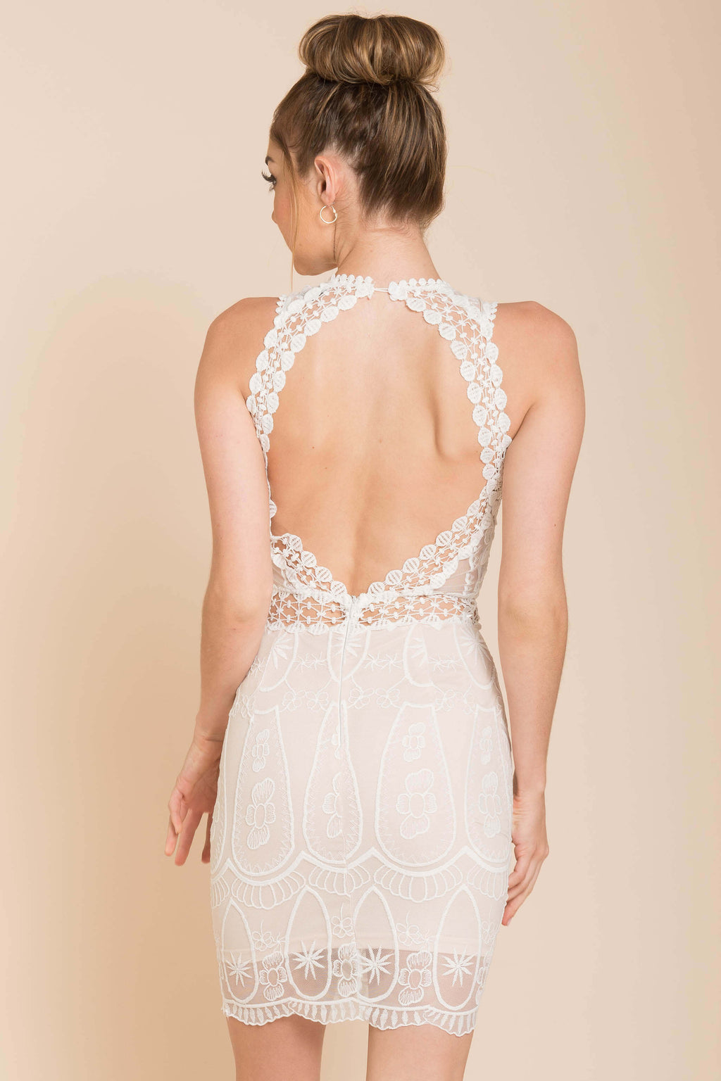 Paris Lacey Bodycon Dress White by Selfie Leslie