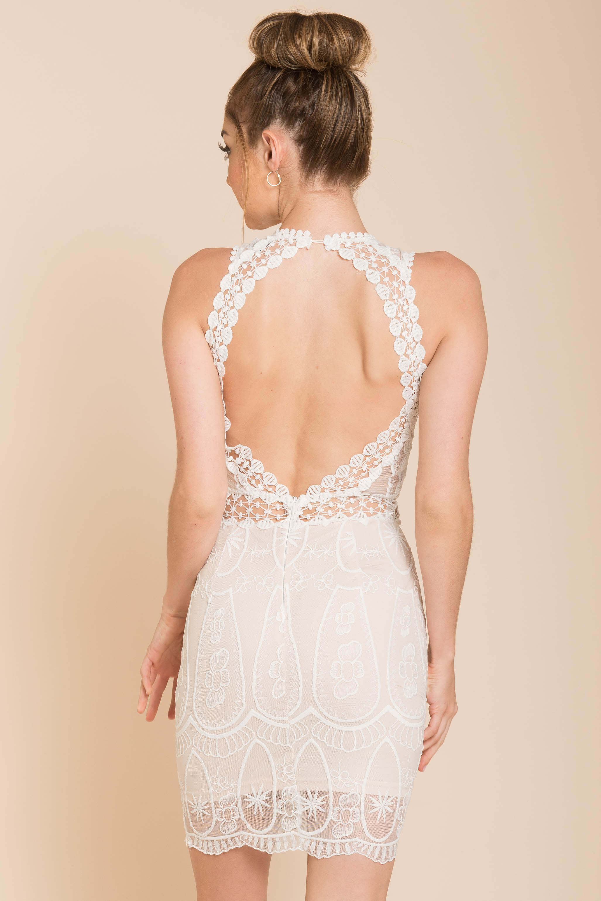 Paris Lacey Bodycon Dress White by Selfie Leslie