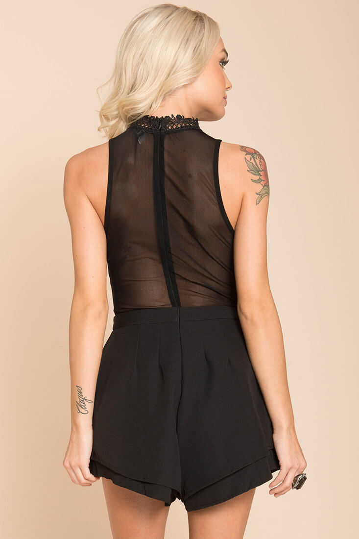 Meilani Collar Romper Black by Selfie Leslie