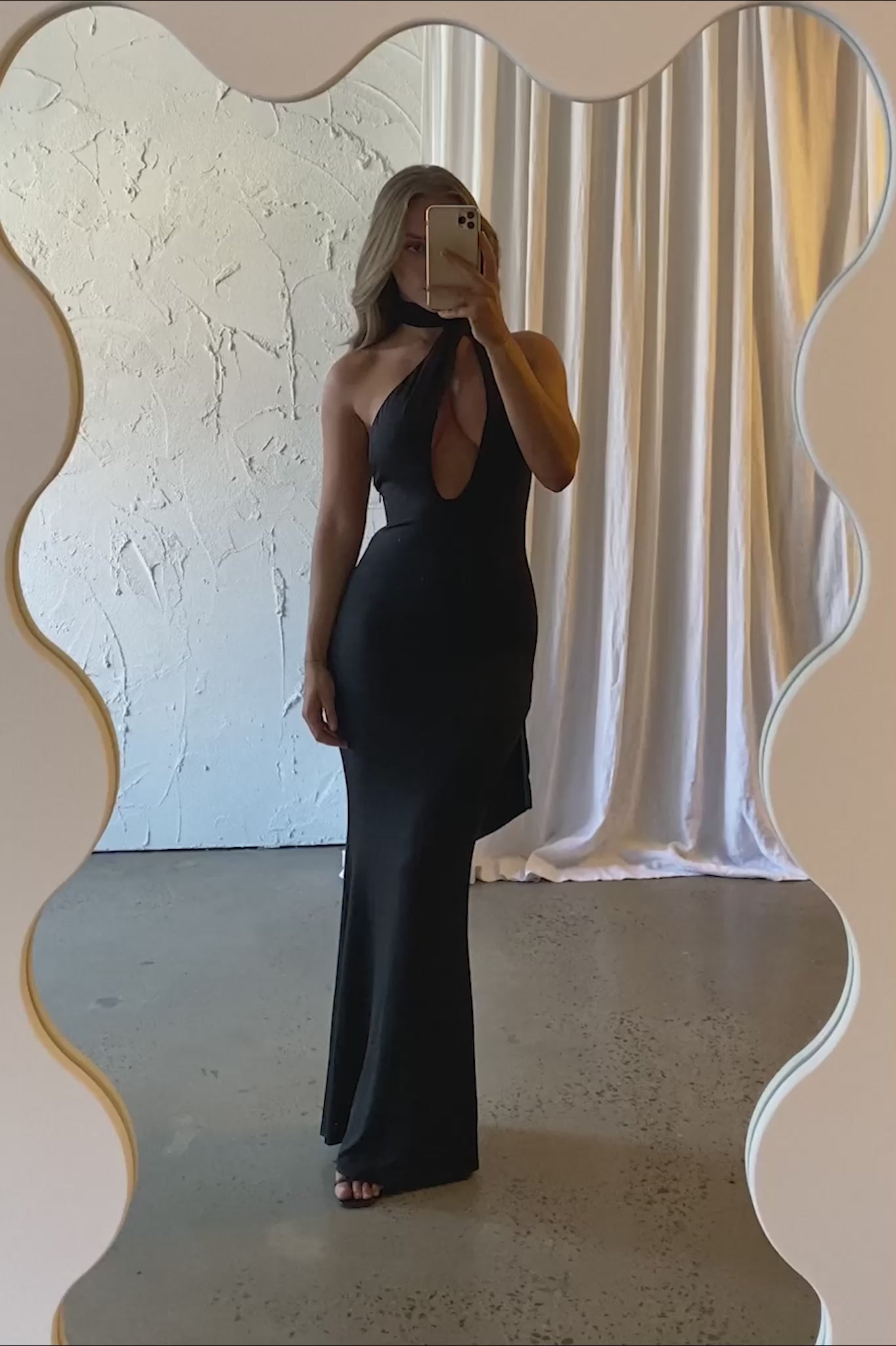 black cross back high neck maxi dress Shona Joy La Lune Plunged in 5% Spandex Lining Cross My Heart | Black