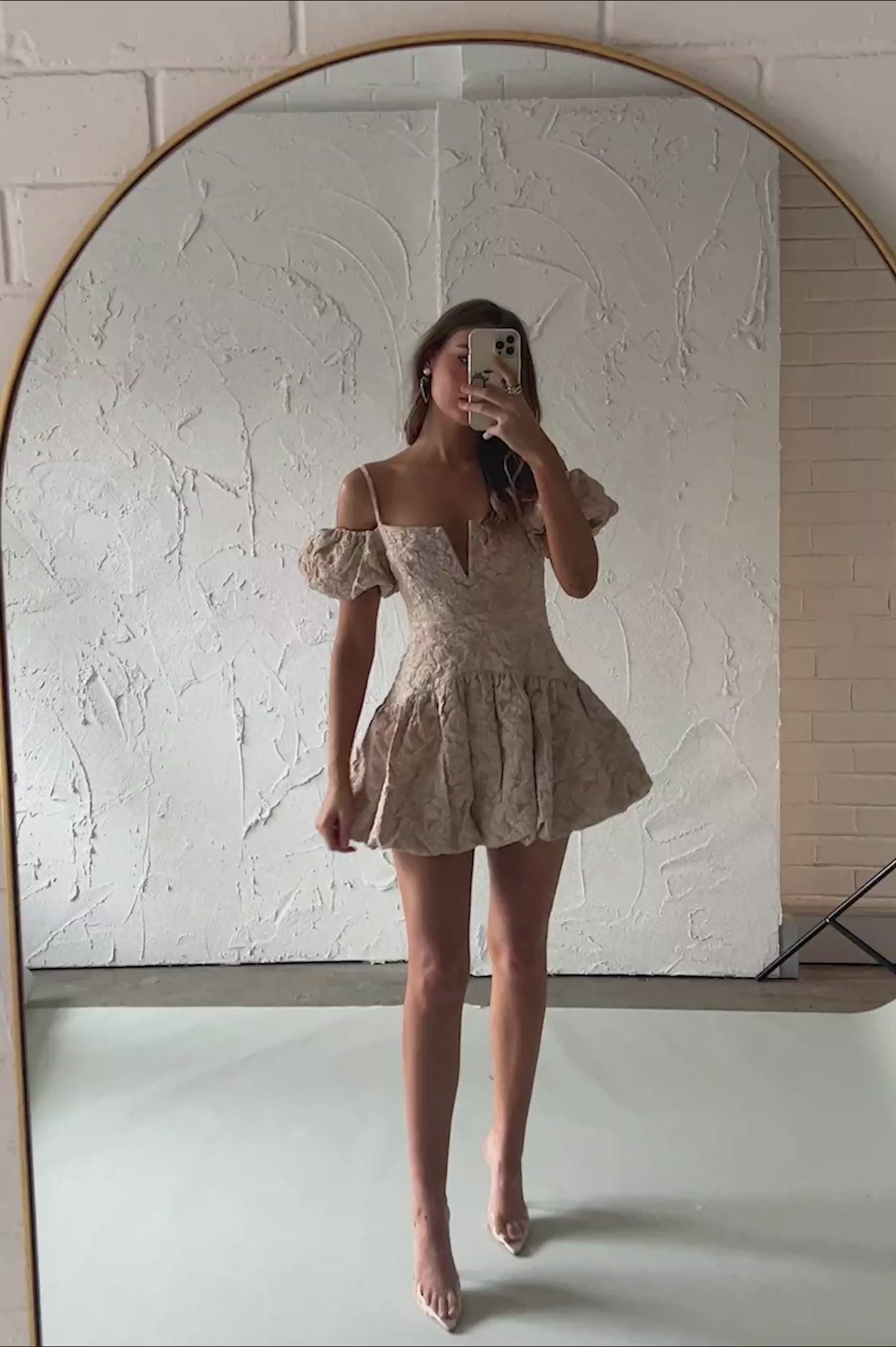 Mon Bebe Drop Waist Mini Dress Sand– Selfie Leslie