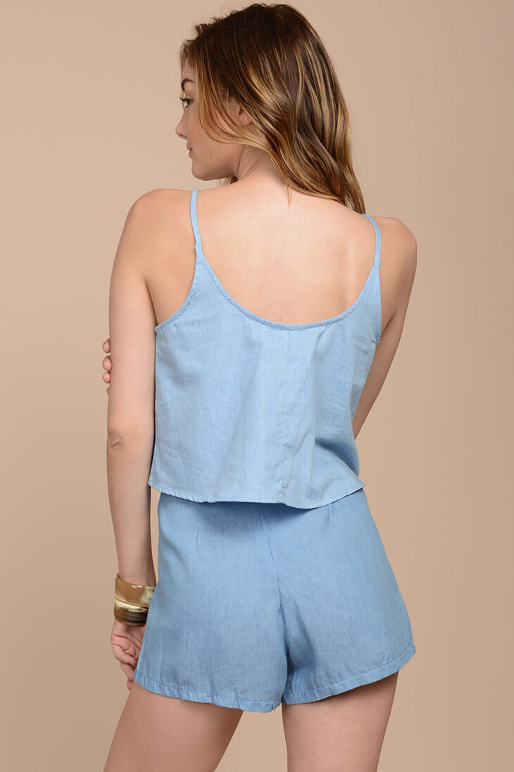 Aranza Chambray Shorts Blue by Selfie Leslie