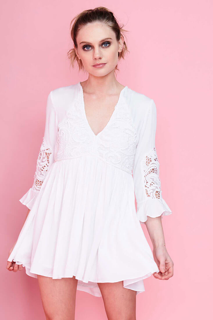 Maliah Crochet Dress White by Selfie Leslie