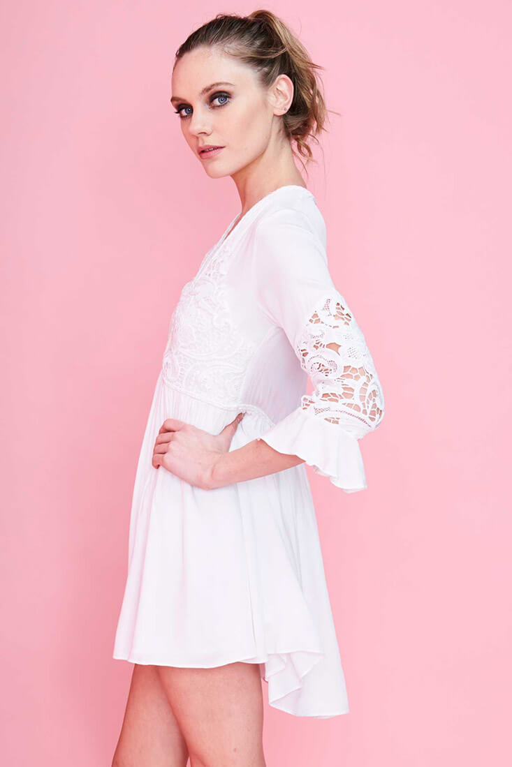 Maliah Crochet Dress White by Selfie Leslie