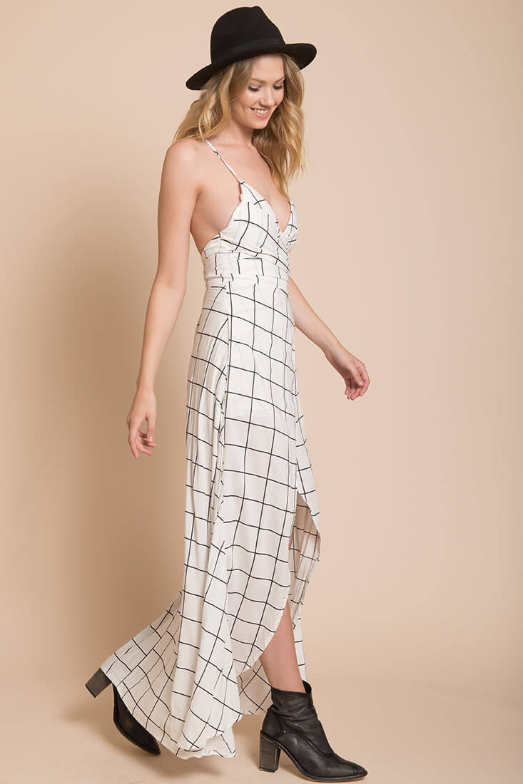 Riva Bodycon Maxi Dress White Print by Selfie Leslie