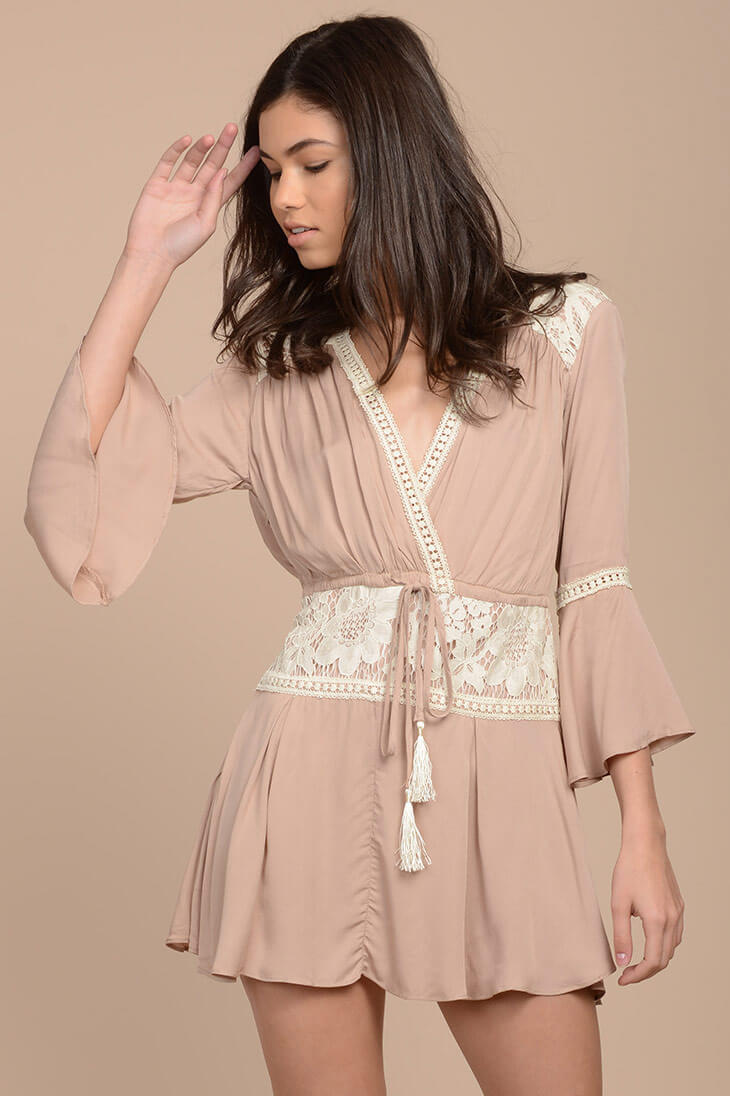Nataly Bell Sleeve Dress Mocha by Selfie Leslie
