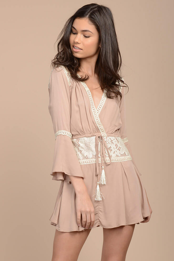 Nataly Bell Sleeve Dress Mocha by Selfie Leslie