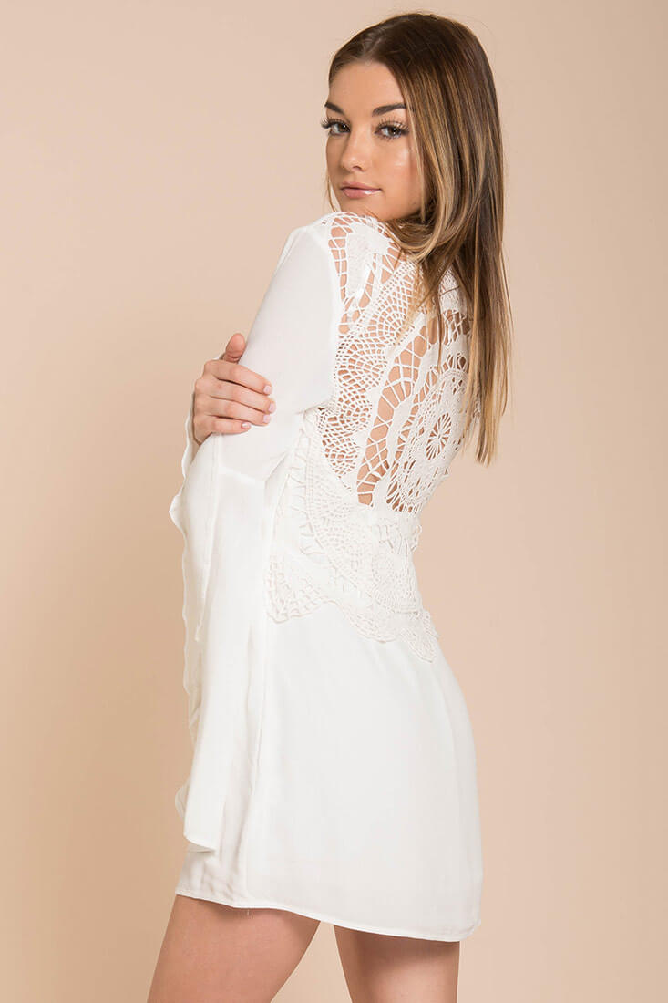 lace halter mini dress Petal Kissed Lace Halter Mini Dress  VICI