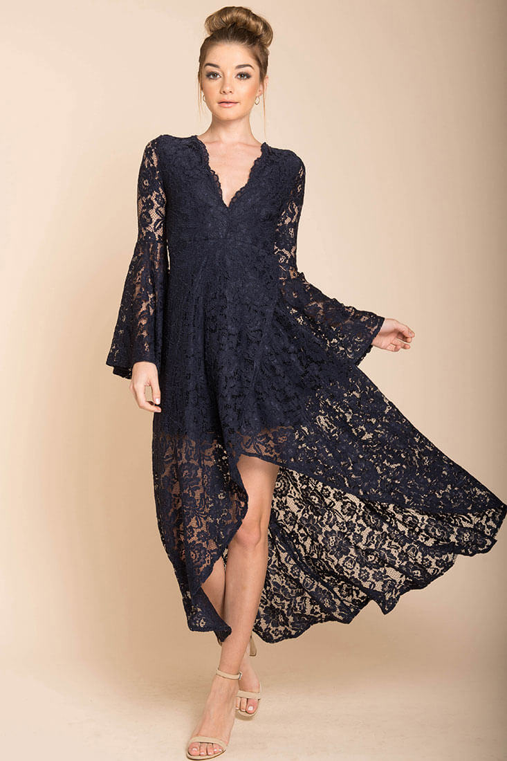 Aviva Gypsy Glam Maxi Dress Navy by Selfie Leslie